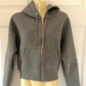 MAGASCHONI Cropped Sweatshirt Hoodie Gray with Rose Gold Hardware Size M